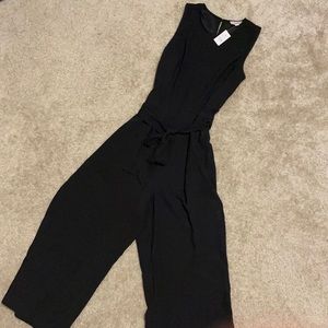 Loft outlet sleeveless black romper with tie waist